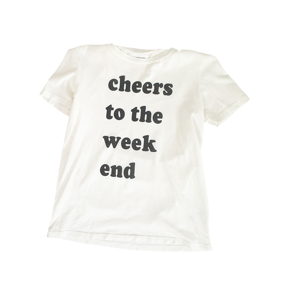 Sol Angeles Cheers To The Week End Graphic T-Shirt White Cotton‎ Small USA Made